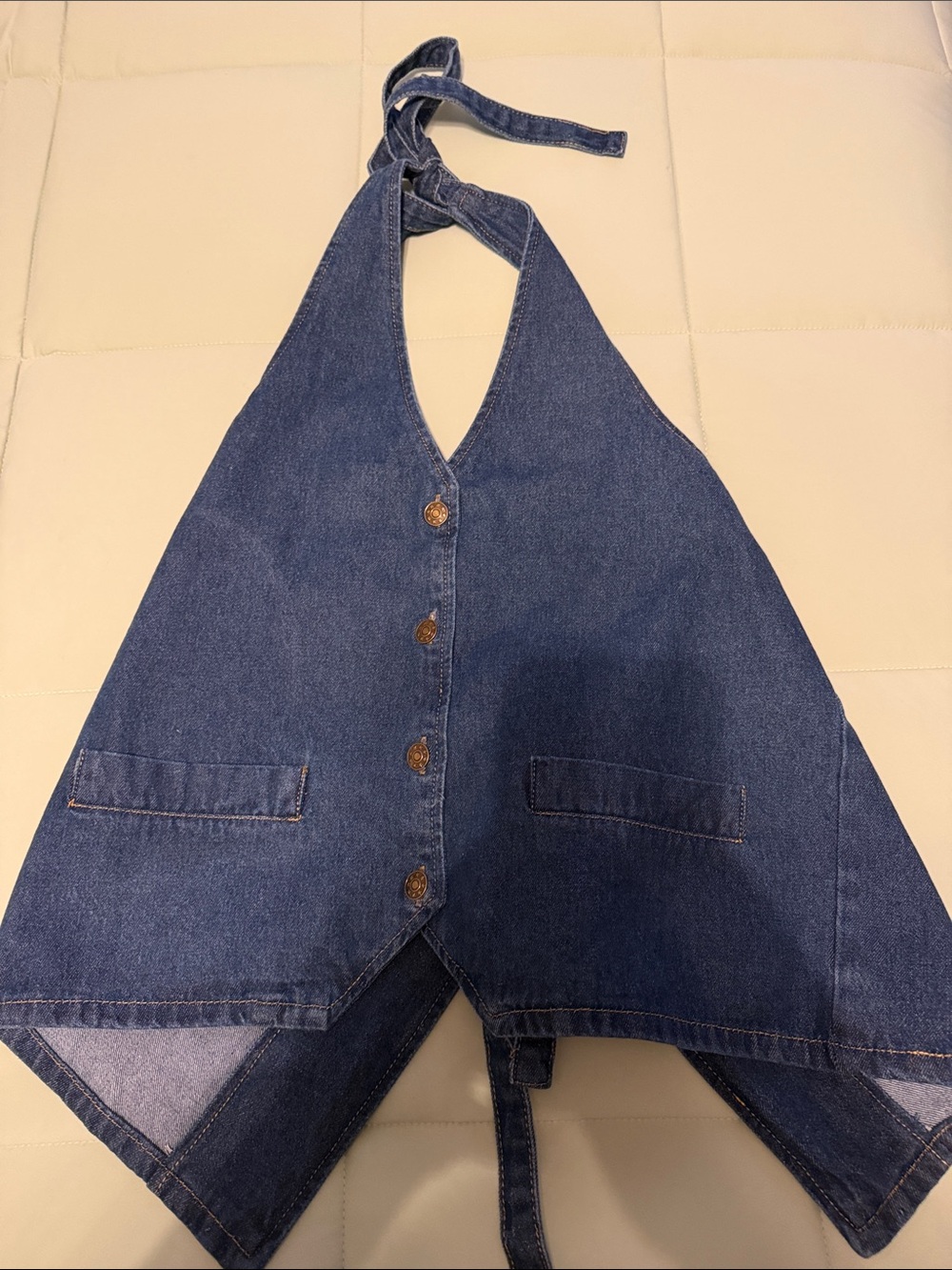Lioness Dark Blue Denim Halter Vest